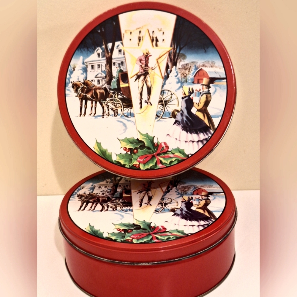 Vintage, 2 Christmas, Collin Street Bakery Tins